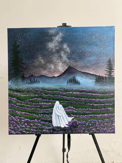 Just Two Ghosts Under the Vast Starry Skies, Acrylic Painting
