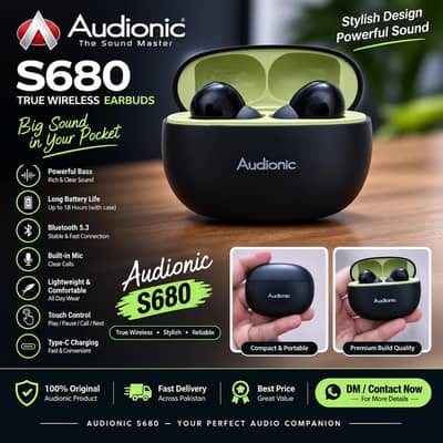 Audionic s680 TWS wireless earbuds - original and stylish