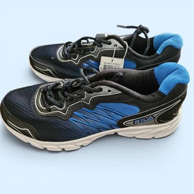 Fila Men’s Memory Foam Running Shoes CoolMax Black Blue Silver