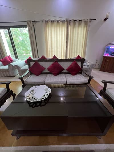 9 Seater Wooden Sofa Set and Centre Table