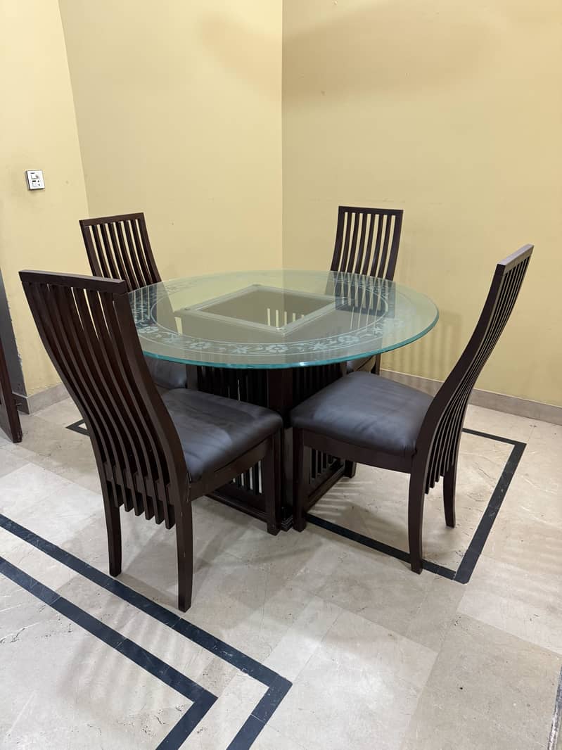 Round Dining Table with Glass Top & 4 Chairs | Mint Condition 2