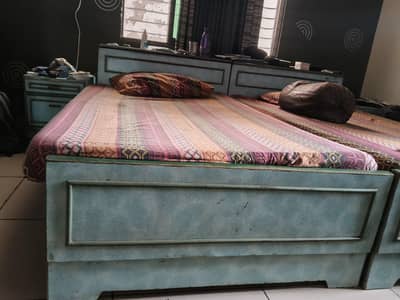 2 Single Bed with Side Drawers