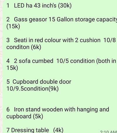 Selling House hold items