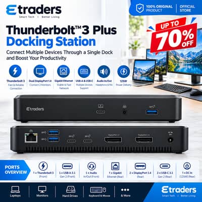 Thunderbolt 3 Plus Docking Station | USB-C Laptop Dock | Dual DisplayP