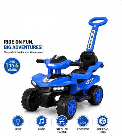 Kids Buggy Stroller 4×4 Jeep Style | Music & Lights | Push Handle