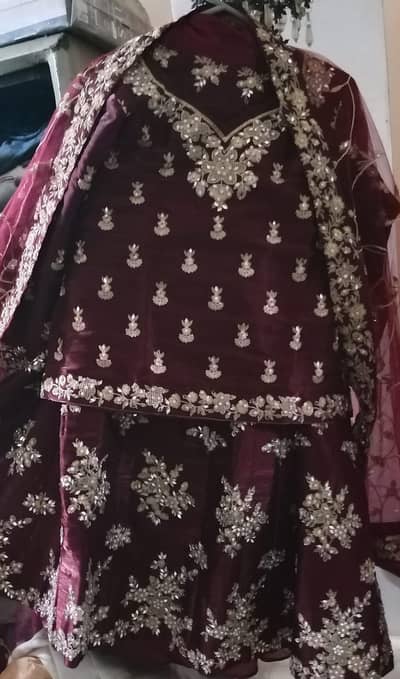 attractive mehroonn bridal sharara