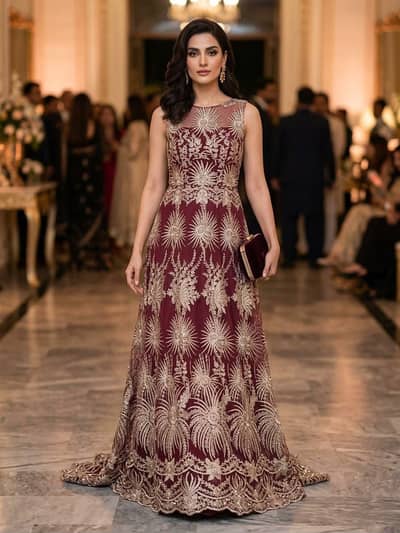 Luxury Embroidered Net Maxi-unstitched