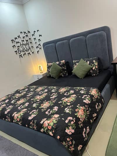 Queen Size Bed with side tables and dressings