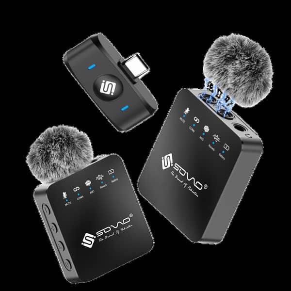 SOVO SWM-576 EONA Series Wireless Lavalier Microphone with ANC, USB-C Receiver and Lightning Adapter for Cameras and Smartphones