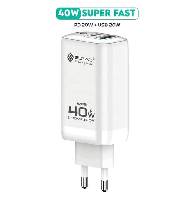 RACER SG-250 40W PD Charger with Dual USB Ports
