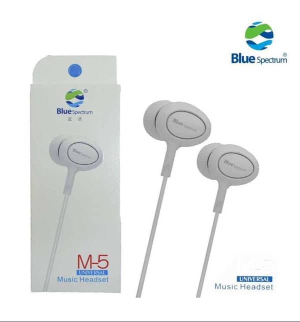 Blue Spectrum M5 Handsfree: Wired Stereo Earphones with Deep Bass for All Phones