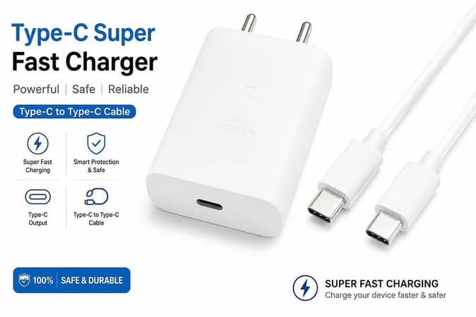 100% Original 45W USB-C PD Fast Charger with USB-C to USB-C Cable