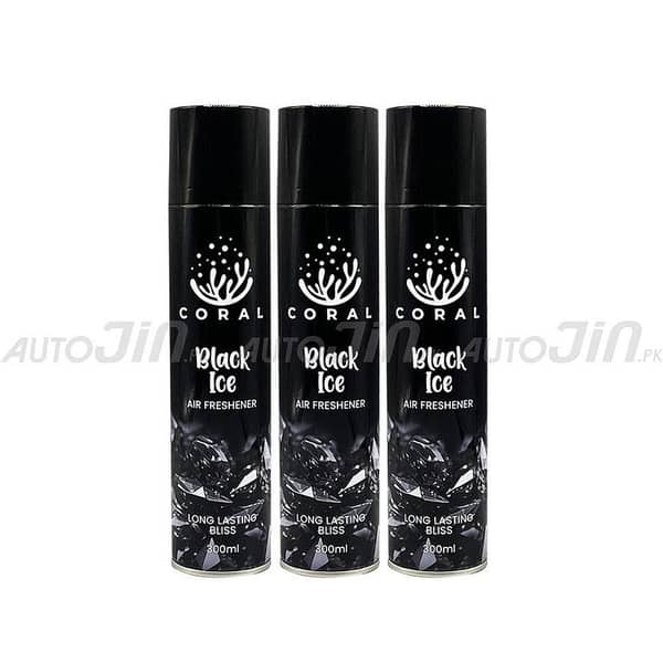 Coral Black Ice Air Freshener - 300ML Spray Bottle Set for Car, Home, and Office - Pack of 3