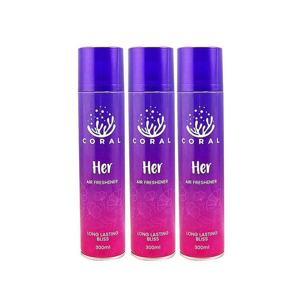 Coral Air Freshener - Her - 300ML Car, Home, and Office Spray - Set of 3 Bottles