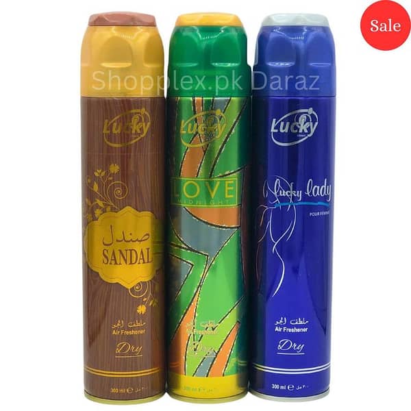 ALARABIA Air Freshener Sandal Midnight Love Blue Lucky Lady | 300ml Pack of 3 Room Spray for Home, Office, Car, and Gifts