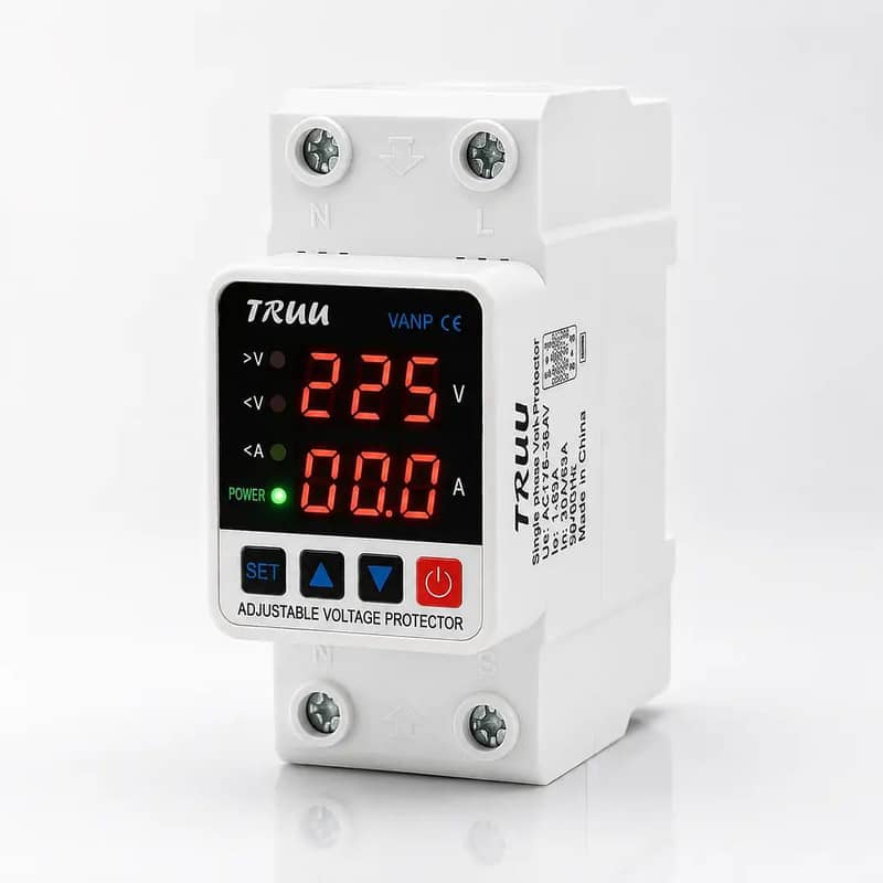 Adjustable Voltage & Current Protector 63A– Digital Display 0