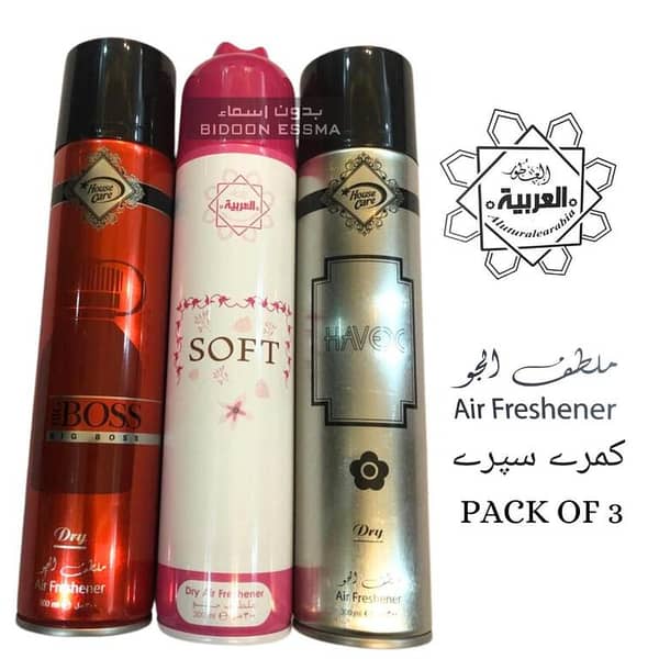 Big Boss Havoc Air Freshener Soft – Al Arabia 300ml Pack of 3 for Home, Office, Car and Bathroom Use