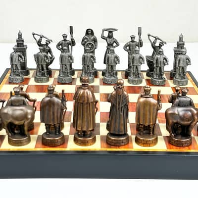 1982 “El Correo” Basque Cultural Heavy Weighted Metallic Figural Chess