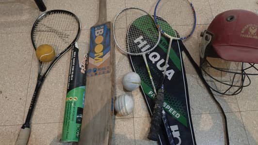 “Cricket Bat, Balls, Badminton Rackets & Sports Items –