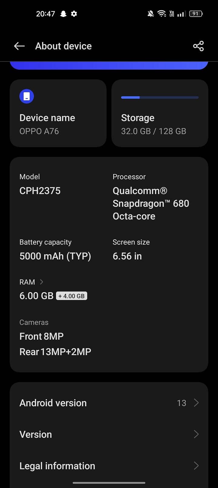 OPPO A76 3