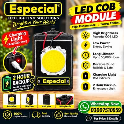 cob charging light 2cell k Sath hy 2 ghnty backup k sath