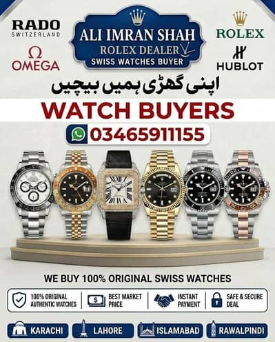 Watch Purchaser Rolex Datejust Omega Seamaster Cartier Rado IWC