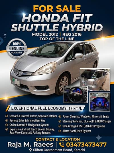 Honda Fit Shuttle Model 2012 Reg 2016 100% in Guniun Color
