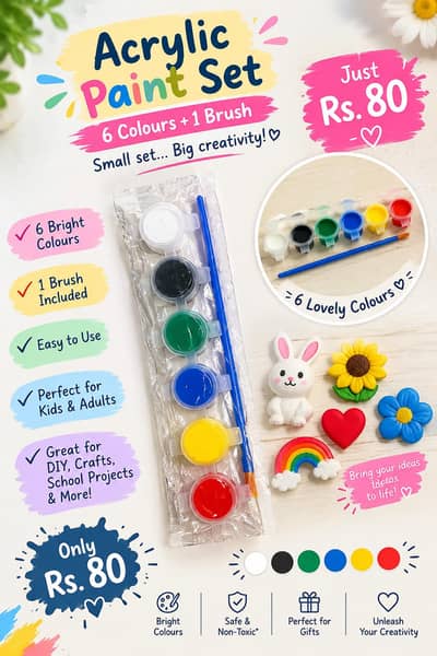 6 Colors Craft Painting Set with Brush – Kids DIY Art Paint