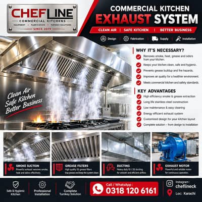 Commercial Kitchen Exhaust Hood Ducting, Chimney Fryer Hotplate