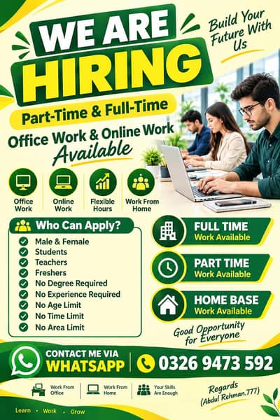PART TIME WORK AVAILABLE FOR MALES AND FEMALES