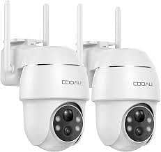 COOAU Outdoor WiFi Surveillance Camera with Rechargeable Battery, 2k PTZ WiFi Home Surveillance Camera with Color Night Vision, PIR Motion Detection, Siren, IP66 (White)