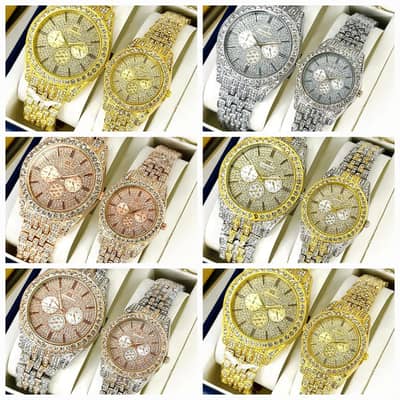 Couple's Analog Watch Set - Stainless Steel, Pack of 2 ⌚