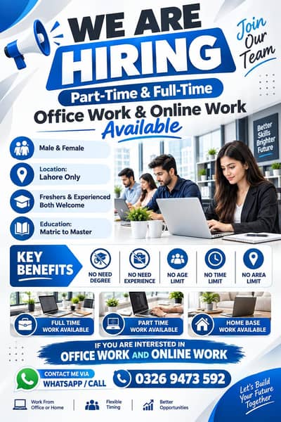 WE HIRING MALE AND FEMALES STAFF FOR OFFICE WORK