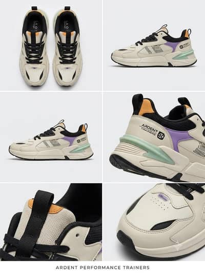 Ardent Chunky Tech Sneakers – Off-White/Purple/Black