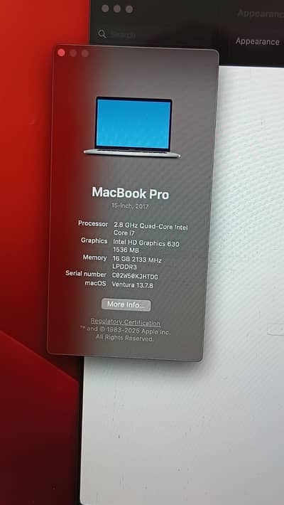 Apple MacBook Pro 15" 2017 Laptop | Core i7 | 16GB RAM | 256GB SSD