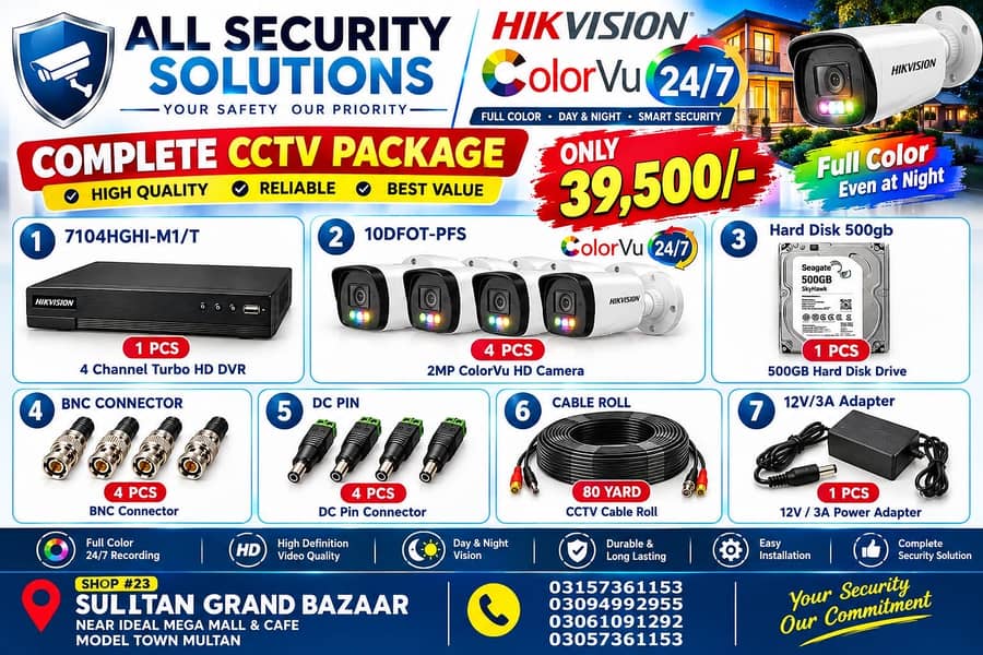 Hikvision ColorVu 4 Camera CCTV Package – Complete Setup 0