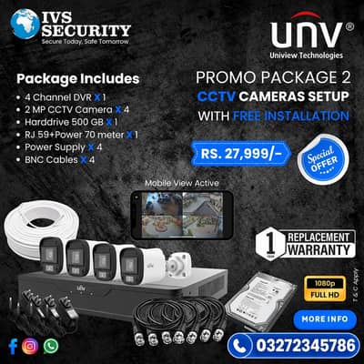 UNV 4 CCTV Camera Package | 2MP | Full HD Security System