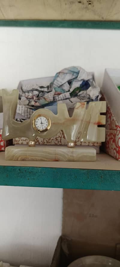 Handmade Onyx Marble Elephant Table Clock