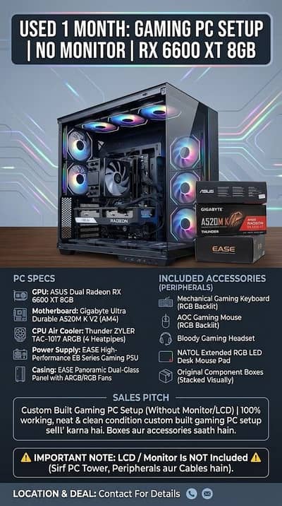 Gaming PC Setup 1 Month Used | RX 6600 XT 8GB | No Monitor