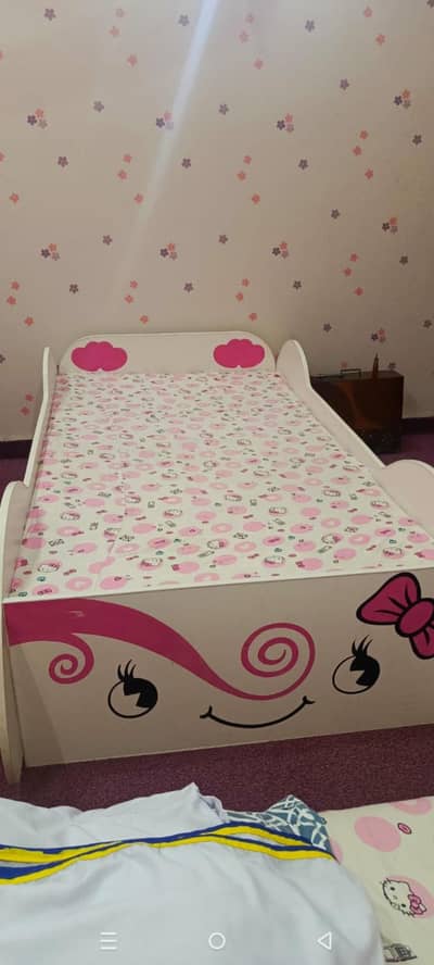 Pink Girls bed set with dressing table and stool also side table