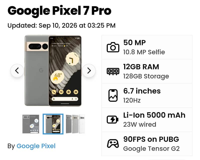 Google pixel 7 pro dotted 2