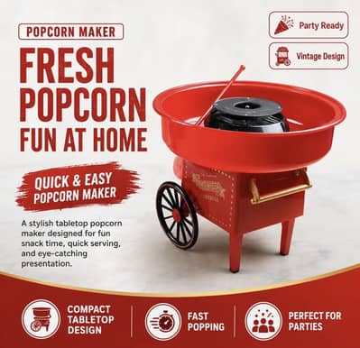 E-lite Electric Popcorn / Cotton Candy Maker - Portable
