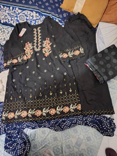 Beautiful Blaack Cotton Dress 3pc