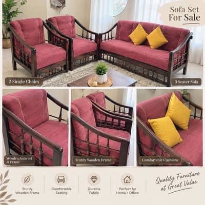 5 seater wooden sofa