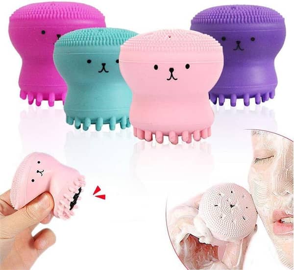 Facial Cleanser, Small Octopus Facial Cleansing Brush, Silicone Facial Sponge Cleanser, Face Skin Cleaning Tool portable face cleanser, soft silicone facial scrubber, reusable facial cleansing tool, compact skincare brush(Random Color) No Color Choice