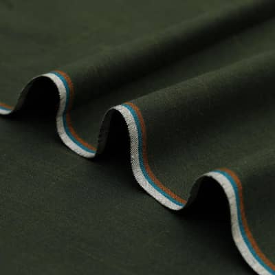 Men's Premium Cotton Suit Fabric Green Striped Border Winter