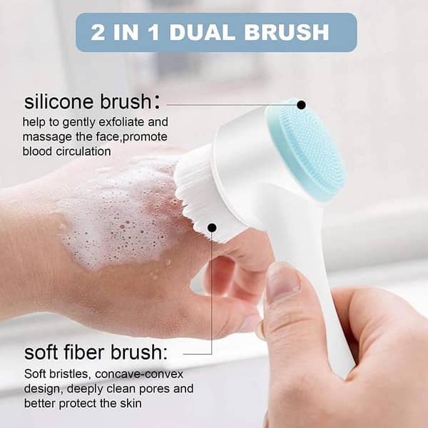 2 in 1 Silicone Face Cleansing Brush| Double-Sided Facial Cleaning & Massage Brush with Soft Bristles| Portable Facial Cleansing Brush, Deep Pore Face Wash Cleanser, Blackhead Remover & Exfoliating Skin Care Tool for Women & Men