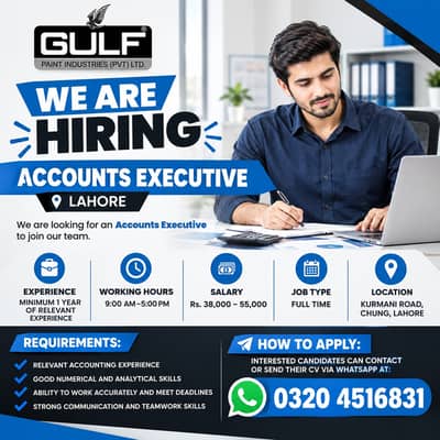 Account Excecutive Required || Male Job || Office Job || Experience