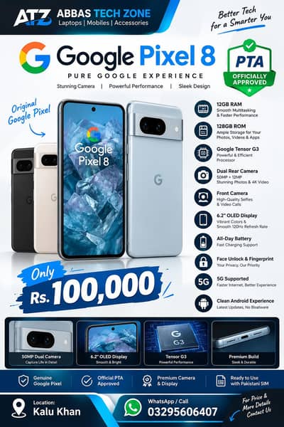 Google Pixel 8 5G PTA Approved 128GB | Google Tensor G3 | 50MP Camera
