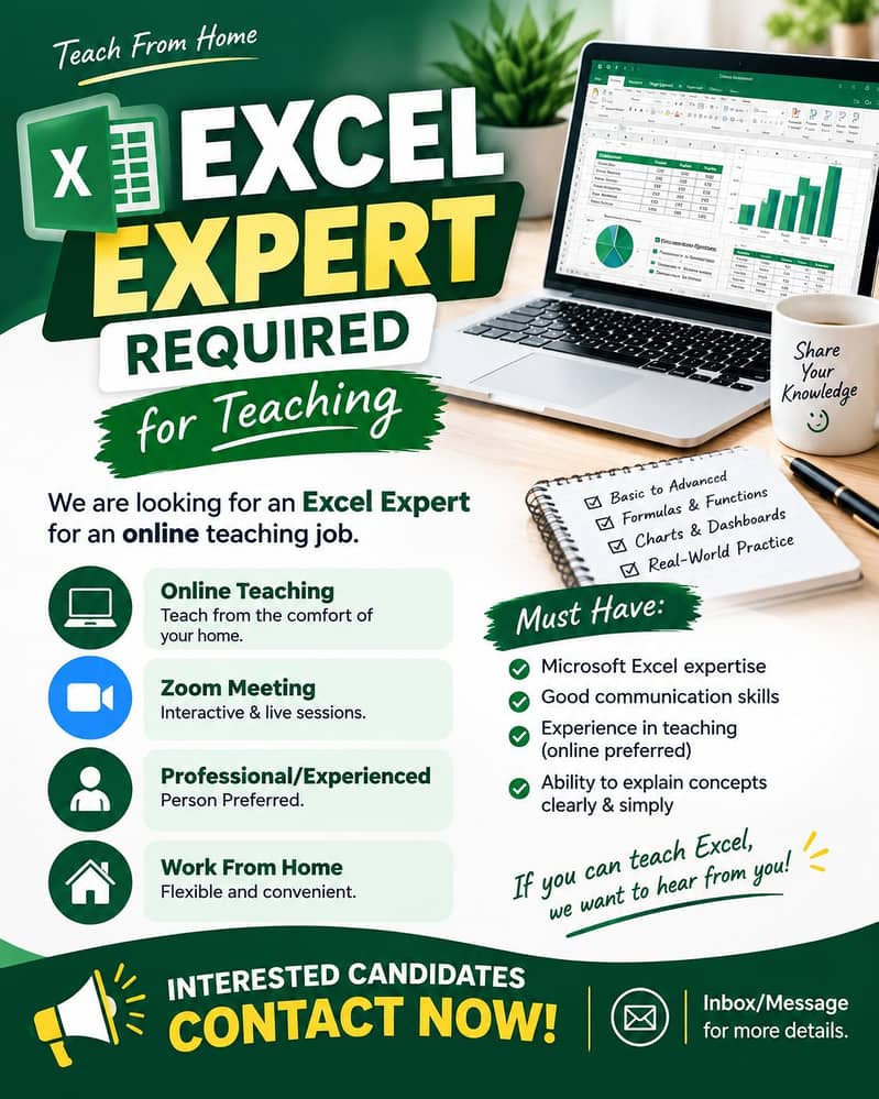 EXCEL TEACHER REQUIRED 1